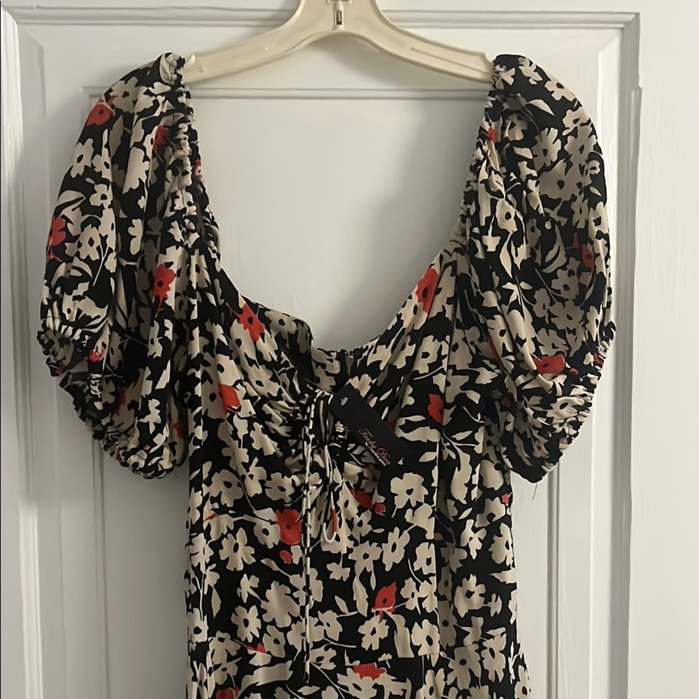 Trashy Diva Black and Cream Floral Midi Dress